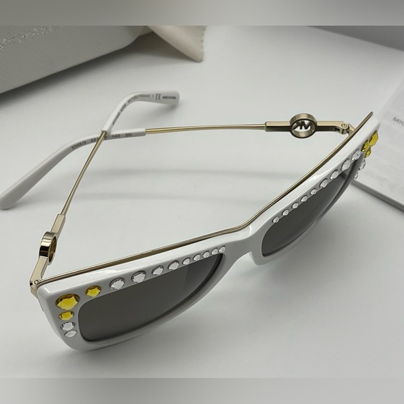Michael Kors White Gold Crystal Cat Eye Sunglasses - Picture 3 of 16